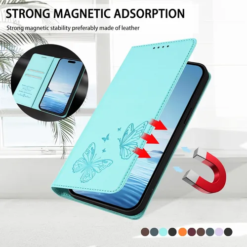 Miniatura 48 de Butterfly Embossed Leather Wallet Flip Case for Motorola Moto E22i 4G, Magnetic Closure, RFID Blocking Cover, Card Holder Black.