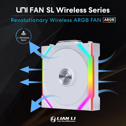Miniatura 2 de Lian Li UNI Fan SL Inalámbrico (Pala Invertida) 120mm Ventilador ARGB - Paquete Triple - Señal Inalámbrica de 2.4 GHz para Control de RGB