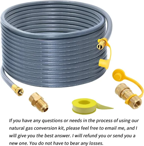Miniatura 7 de Mejorado 48 pies 1/2 pulgada Kit de extensión de manguera de gas natural con accesorios de conexión rápida para kit de conversión de gas de parrilla
