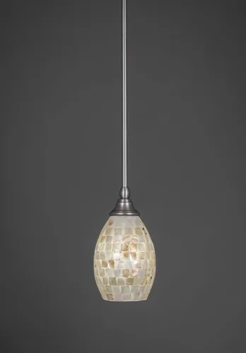 Miniatura 202 de Toltec Lighting Tallo Colgado Mini colgante, acabado de cobre negro, 3.5" cuadrado humo burbuja vidrio