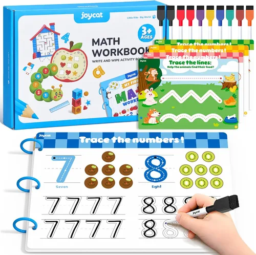 Miniatura 11 de JoyCat Actividades de Aprendizaje Preescolar 48 Páginas Reutilizables, Práctica de Escritura a Mano para Niños Pequeños, Libros de Trabajo