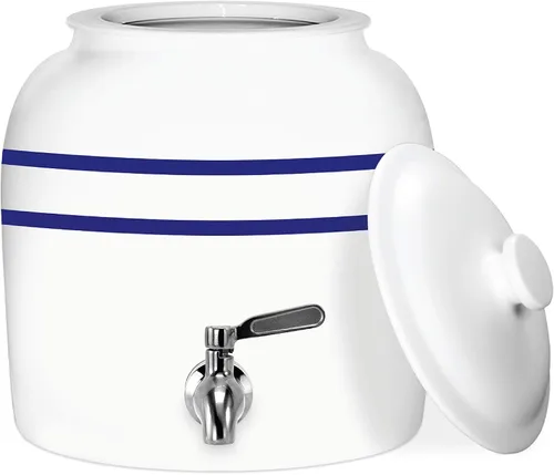 Miniatura 7 de Geo Sports Bottles Geo Sports - Dispensador de agua de cerámica de porcelana, grifo de acero inoxidable, válvula y tapa incluidas. Se adapta a Rayas