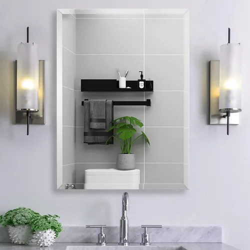 Miniatura 7 de Espejo de borde biselado de 20x28 pulgadas sin marco, rectangular para pared de baño, a prueba de explosiones y roturas, espejo de tocador