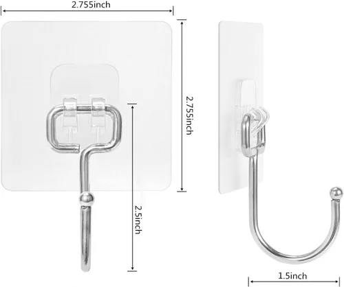 Miniatura 2 de Ganchos Adhesivos Grandes de 22 Libras (Máx.), Ganchos de Pared Impermeables y Resistentes al Óxido para Colgado de Servicio Pesado, Ganchos