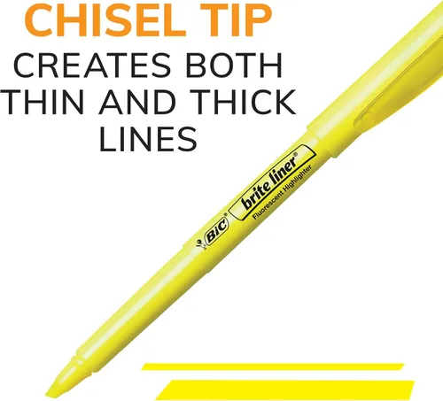 Miniatura 5 de BIC Brite Liner - Resaltadores con punta de cincel para líneas anchas y finas, paquete de 24 unidades en varios