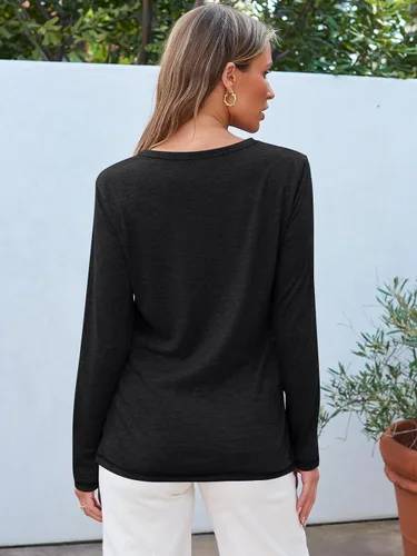 Miniatura 26 de SUNBS Paquete de 3 camisas de manga larga para mujer, ajuste holgado, ropa de otoño, ropa de moda 2025, camisetas básicas de entrenamiento, trajes