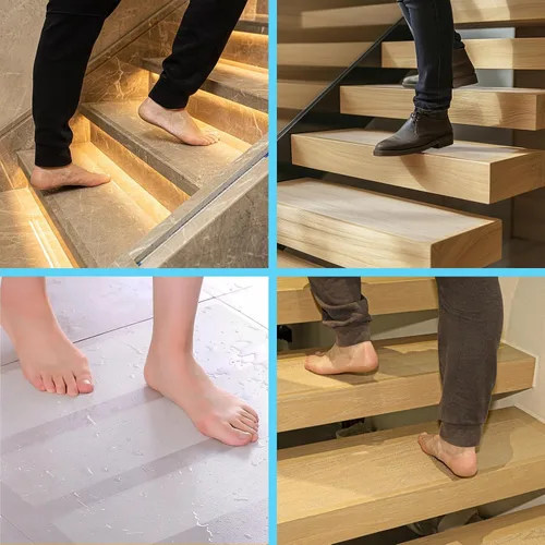 Miniatura 5 de LifeGrip - Cinta antideslizante para peldaños de escalera (15 unidades), antideslizante, transparente, para peldaños de madera en interiores