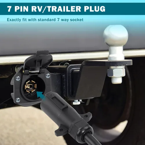 Miniatura 8 de CheeMuii 2 PCS Enchufe de remolque de 7 pines con sello impermeable, resistente, 7 vías redondas, estilo RV, conector de remolque de 7 puntos