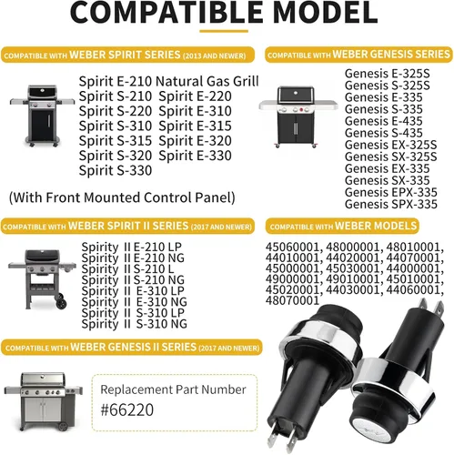 Miniatura 2 de Encendedor GS4 para Weber, GS4 Parrilla Encendedor Botón Pulsador Piezas de Repuesto para Weber #66220 Fit Weber GS4 Genesis II & Spirit II Gas Para