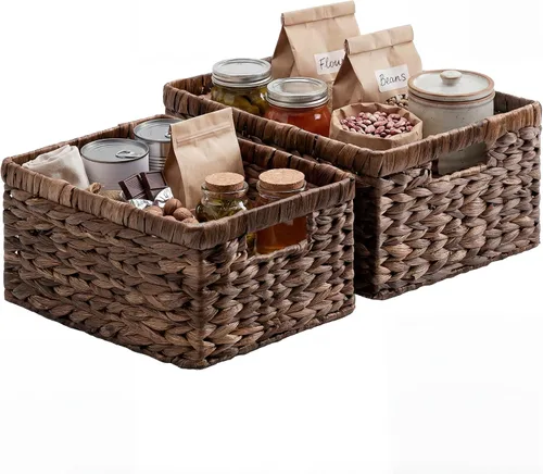 Miniatura 14 de StorageWorks Cesta de mimbre con asa, cestas de almacenamiento de mimbre para organizar, cestas de almacenamiento decorativas para estantes, cuerda