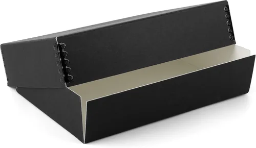 Lineco, Caja de almacenamiento de archivos de museo de 8 x 10, diseño frontal con borde de metal, sin ácidos, protector para fotos, documentos, Negro
