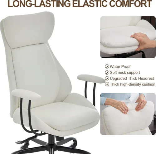 Miniatura 7 de E-Motie Silla de escritorio para oficina en casa, silla de computadora ergonómica con soporte lumbar, altura ajustable, con ruedas de PU, silla