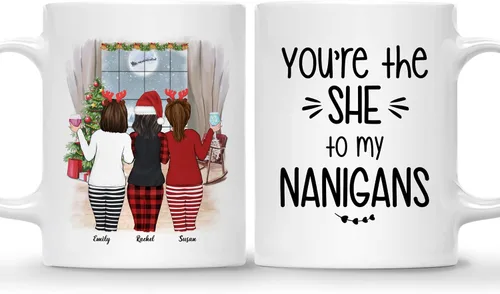 Miniatura 14 de Gossby Taza de café de Navidad personalizada para amigas, regalos de amistad personalizados para mujeres con diseño, nombre, regalos de mujer