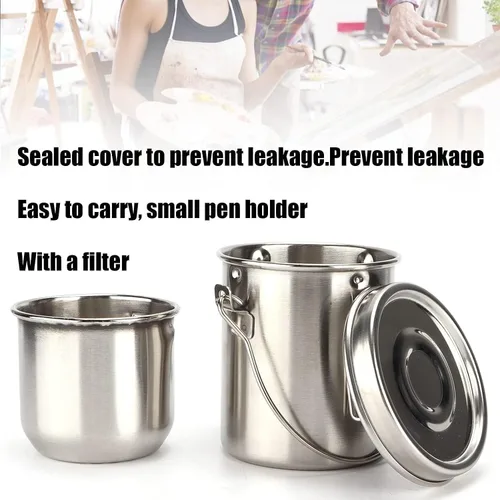 Miniatura 3 de Lavadora de pinceles, limpiador de pinceles de acero inoxidable con contenedor de doble gota, soporte para pinceles de pintura, limpiador