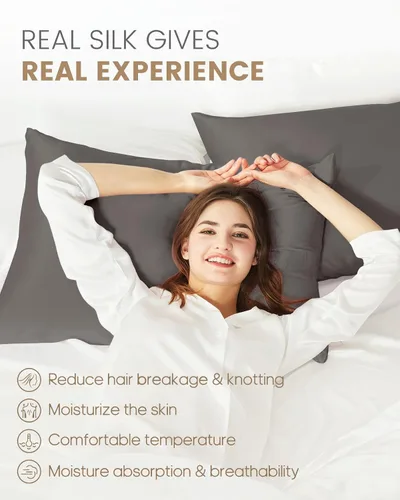 Miniatura 3 de THXSILK Funda de almohada de seda de morera 100% para cabello y piel, funda de almohada de seda hipoalergénica, suave, transpirable, con cremallera