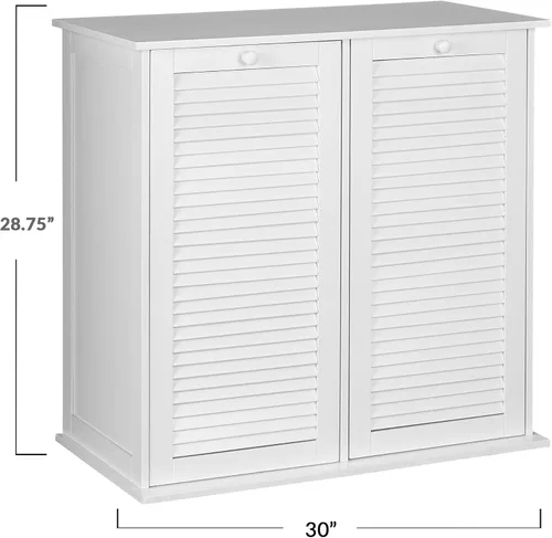 Miniatura 3 de Household Essentials Armario clasificador de ropa inclinable con frente de persiana, blanco, persiana de madera blanca Obturador de madera blanca