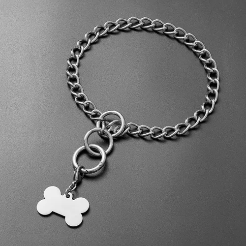 Miniatura 7 de Collar de perro dorado resistente con gancho de cierre de anillo, cadena de eslabones cubanos de 0.59 pulgadas, cadena de metal ajustable de acero