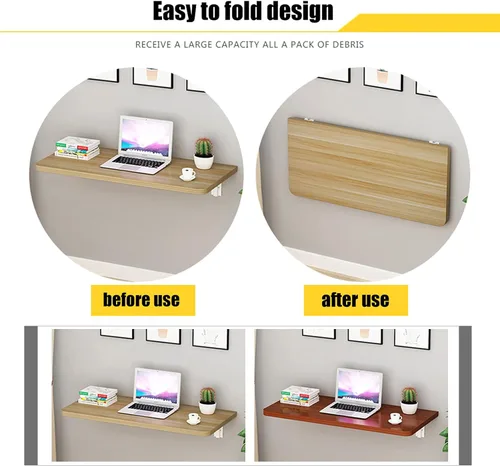 Miniatura 7 de Banco de trabajo montado en la pared para colgar en la pared, mesa plegable de madera maciza, mesa de cocina plegable pequeña, mesa de cocina Blanco