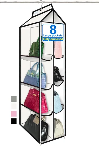 Miniatura 10 de Organizador de bolso, paquete de 2, colgador de bolso, resistente, organizador de bolsos para armario, ganchos de metal gruesos, organizador de Gris