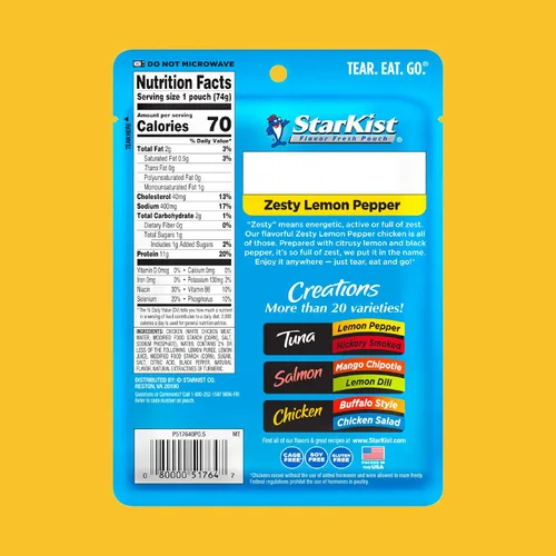 Miniatura 148 de StarKist Chicken Creations BOLD - Bolsa estilo búfalo (5 onzas, 12 unidades) Carne blanca totalmente cocida con alto contenido de proteínas, sin
