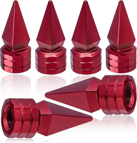 Miniatura 64 de 4 piezas de tapas de válvula de rueda con forma de punta, válvula de rueda de aleación de aluminio con punta, tapas de aire universales a prueba