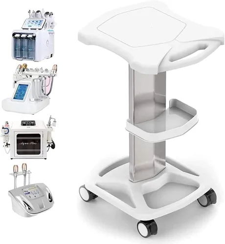 Miniatura 12 de Carrito de salón rodante - Carro móvil de aluminio con soporte para carritos rodantes médicos para cavitación ultrasónica, máquina RF, estante