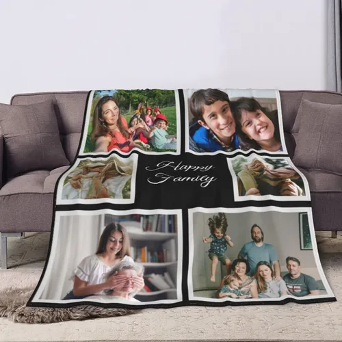 Miniatura 4 de HUGLAZY Mantas personalizadas con fotos, manta personalizada para la familia, sube tu foto de Halloween, manta personalizada para adultos