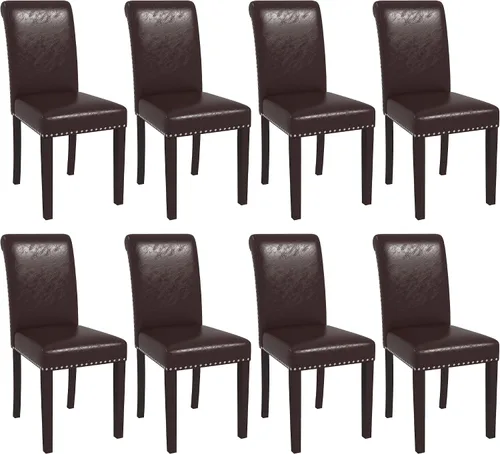 Miniatura 12 de Westice Juego de 8 sillas de comedor tapizadas de tela para cocina, sillas laterales de comedor con ribete de cabeza de clavo y patas de madera