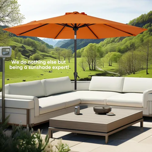 Miniatura 6 de Tempera Patio Market - Sombrilla de mesa para exteriores con botón de inclinación y manivela, sombrilla grande con poste resistente y toldo Ladrillo