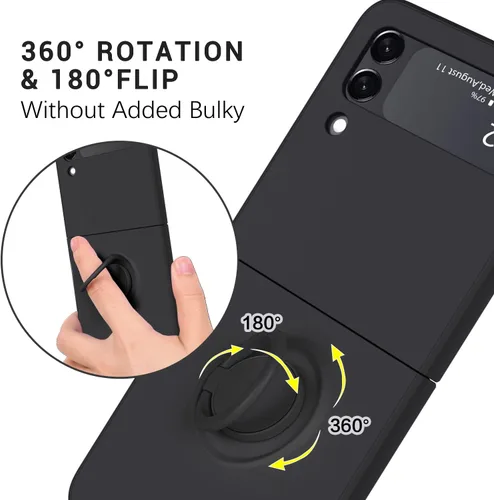 Miniatura 4 de GaoBao Funda protectora para Samsung Galaxy Z Flip 3 5G, Galaxy Z Flip 3 5G de 6.7 pulgadas, silicona líquida de gel suave, a prueba de golpes, Negro