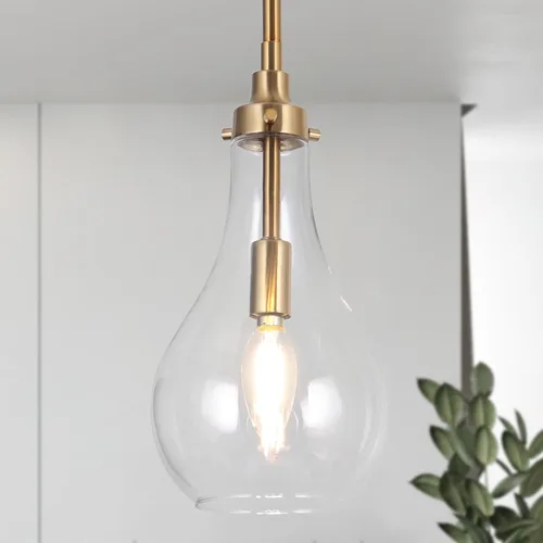 Miniatura 10 de KSANA Iluminación colgante de cristal dorado para isla de cocina, dormitorio, comedor, entrada, fregadero, rincón de desayuno Oro y vidrio sembrado