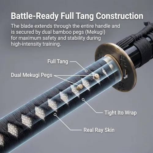 Miniatura 3 de Katana Sword, Handmade Samurai Sword 9260 Spring Steel - Plum Blossom Design, Full Tang & Clay Tempered - Ideal for Training, Practice, Collection &