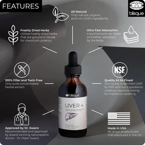 Miniatura 3 de Blisque Suplemento complejo hepático para desintoxicar, limpiar y reparar el hígado Aprobado por médicos Ingredientes naturales Cardo mariano