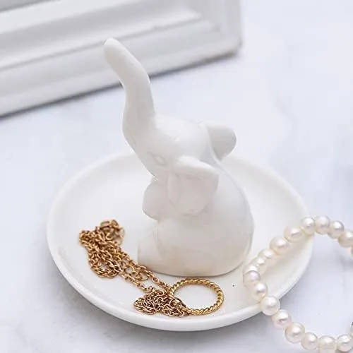 Miniatura 4 de Hairao Soporte para anillos de elefante, plato de joyería para anillos, aretes, collar, organizador de dama de honor, regalo de cumpleaños