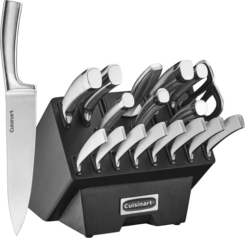 Cuisinart C77SS-19P Normandy - Bloque de cubiertos (19 piezas, acero inoxidable, fresno negro)