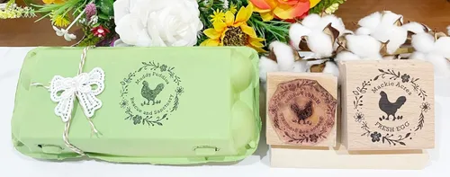 Miniatura 2 de Sellos cuadrados de cartón de huevos de 3 x 3 pulgadas Sello de huevos de pollo Sello de polímero de resina personalizado