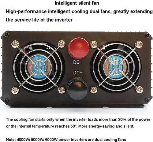 Miniatura 4 de Inversor de onda sinusoidal pura de 12 V a 220 V, 3000 W-6000 W, convertidor de potencia máxima de CC a CA con pantalla LCD, para automóvil, barco