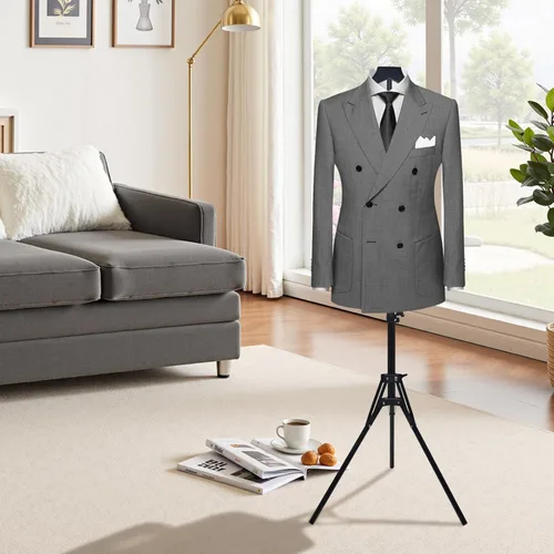 Miniatura 7 de Paquete de 2 soportes de exhibición ajustables para camisas de 32 a 63 pulgadas, soporte plegable de metal para torso con base de trípode resistente