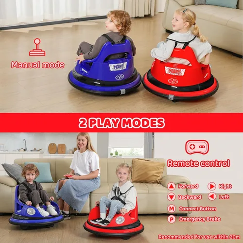 Miniatura 6 de ELEMARA Coche chocón para niños, 3.1 km/h máx, coche eléctrico de 12 V para niños pequeños, coche de choque con giro de 360° y música, 5 modos