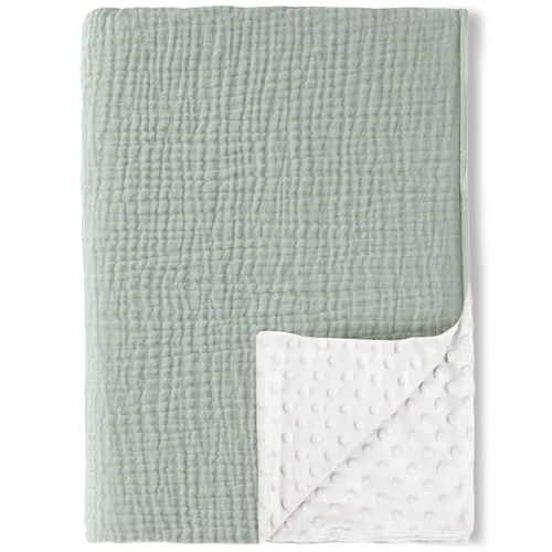 Miniatura 12 de Konssy Mantas para Bebé Unisex para Niños y Niñas, Mantas de Guardería Minky Súper Suaves con Frente de Algodón de Muselina y Respaldo de Vellón
