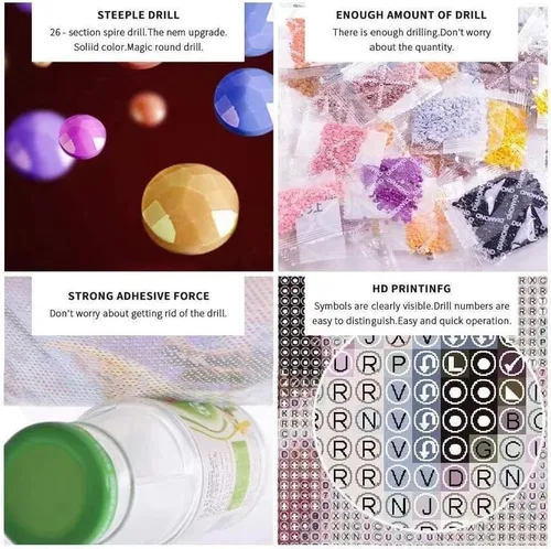 Miniatura 4 de Kits de pintura de diamantes 5D para adultos, escena nocturna morada para principiantes, kits de pintura de diamantes redondos de taladro completo