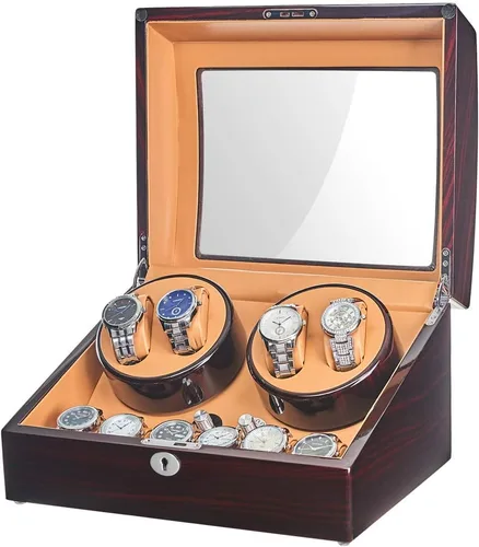 Miniatura 2 de JQUEEN 4 bobinas automáticas de reloj con 6 cajas de almacenamiento
