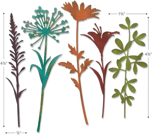 Miniatura 5 de Tim Holtz Sizzix - Paquete Thinlit de tallos de flores silvestres - #1 y #2