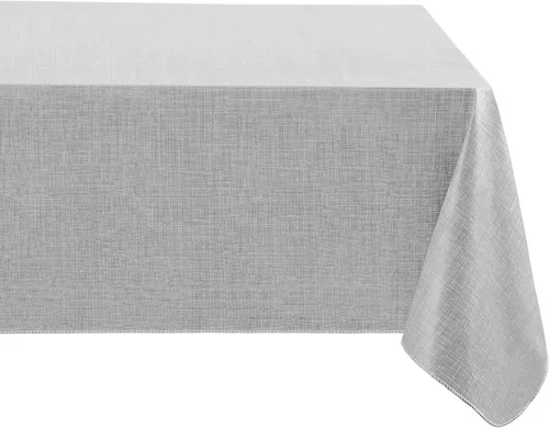 Miniatura 19 de Elrene Home Fashions - Mantel de vinilo con respaldo de franela inspirado en lino Monterey, resistente al agua y a las manchas, 52 pulgadas X 52 Azul