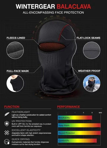 Miniatura 5 de TSLA – Mascarilla térmica estilo pasamontañas de invierno, protección UV, mascarilla para esquí con forro polar, ligera y resistente al viento