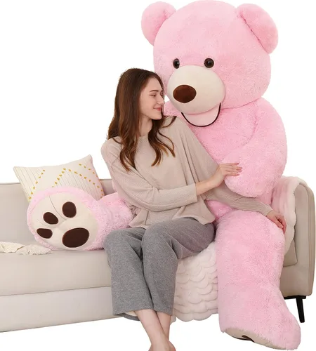 Miniatura 18 de MorisMos Oso de peluche gigante, animales de peluche grandes de 39 pulgadas con huellas grandes, osos de peluche, regalo para niños, morado