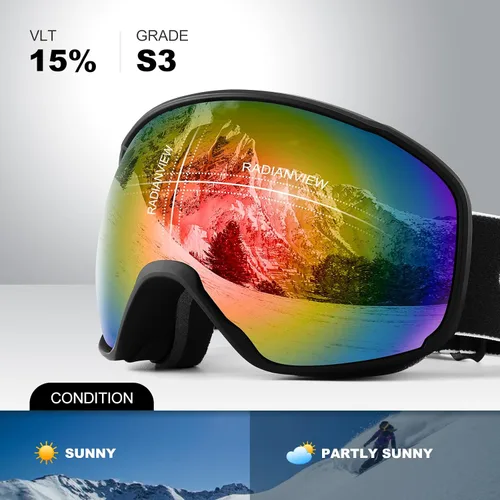 Miniatura 2 de Odoland Gafas de esquí Antivaho OTG protección UV gafas de nieve y snowboard para hombres, mujeres, adultos, jóvenes, esquí, snowboard