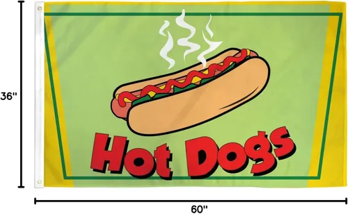 Miniatura 4 de Bandera de Hotdogs de 3 x 5 pies, perfecta para negocios, tiendas, tiendas y banderas de mensajes