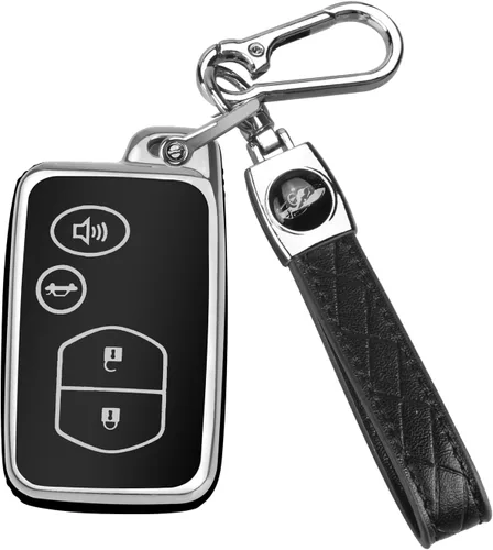 Miniatura 12 de QBUC Funda para llavero de Toyota con llavero, protección de funda para llave de automóvil para Toyota compatible con Camry Avalon Corolla