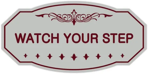 Miniatura 33 de Signs ByLITA Victorian Watch Your Step - Letrero de pared o puerta Material duradero y fácil instalación Señalización de seguridad (negro)